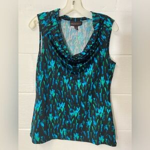 Dana Buchman Women's Vibrant Blue Green and Black Blouse